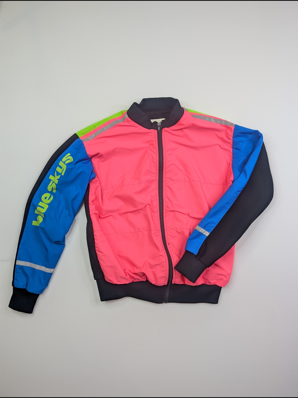 Vintage Blue Skys Neon Pink & Blue Sport Bomber Jacket